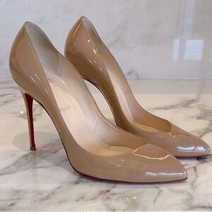 ❤️Christian Louboutin Nude Patent Pumps 100mm Red Soles Size 41 ❤️